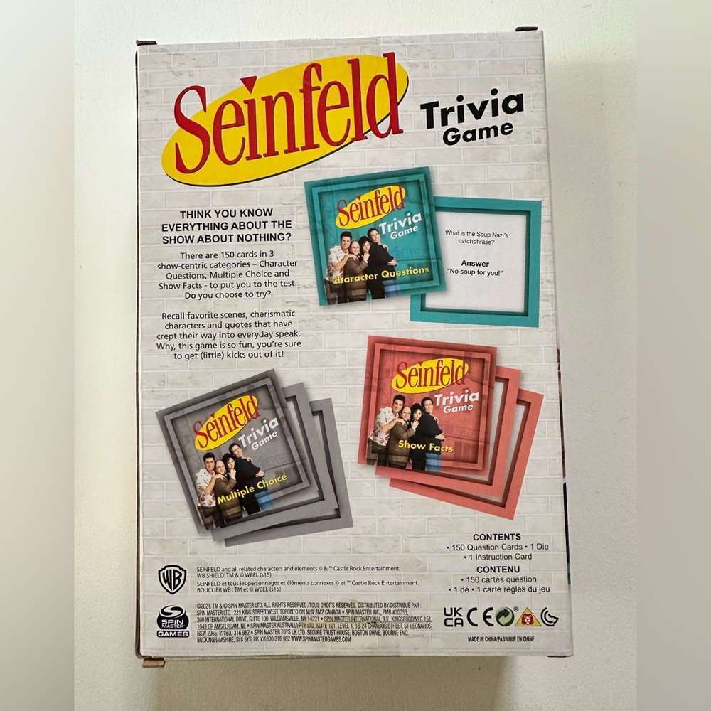 🔥SALE RARE! Seinfeld Trivia Game – 150 Cards – NEW & Unopened! 🎉 - Picture 5 of 5
